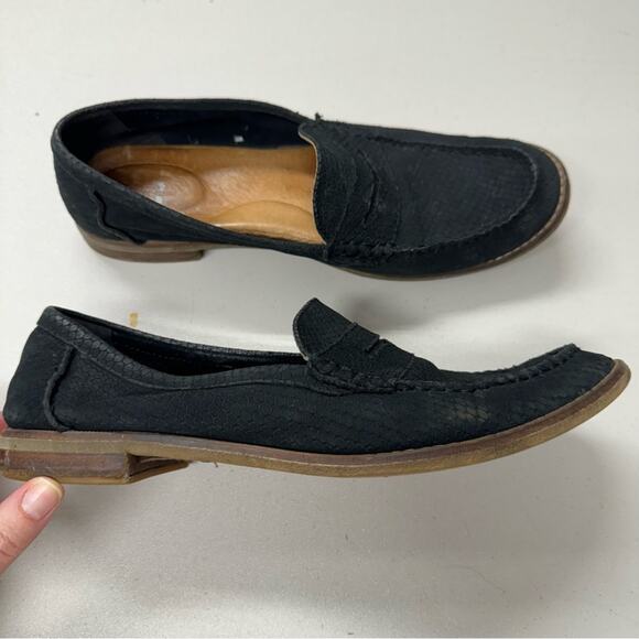 Sperry Black Suede Leather Penny Loafer Flats Womens 10 Classic Comfort Shoes - Picture 1 of 8